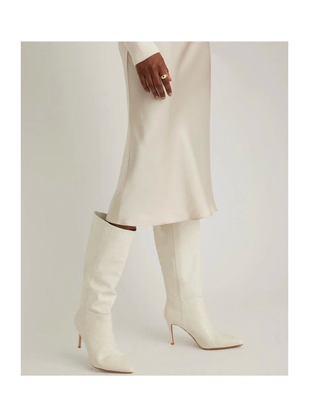 Quince silk skirt in champagne
